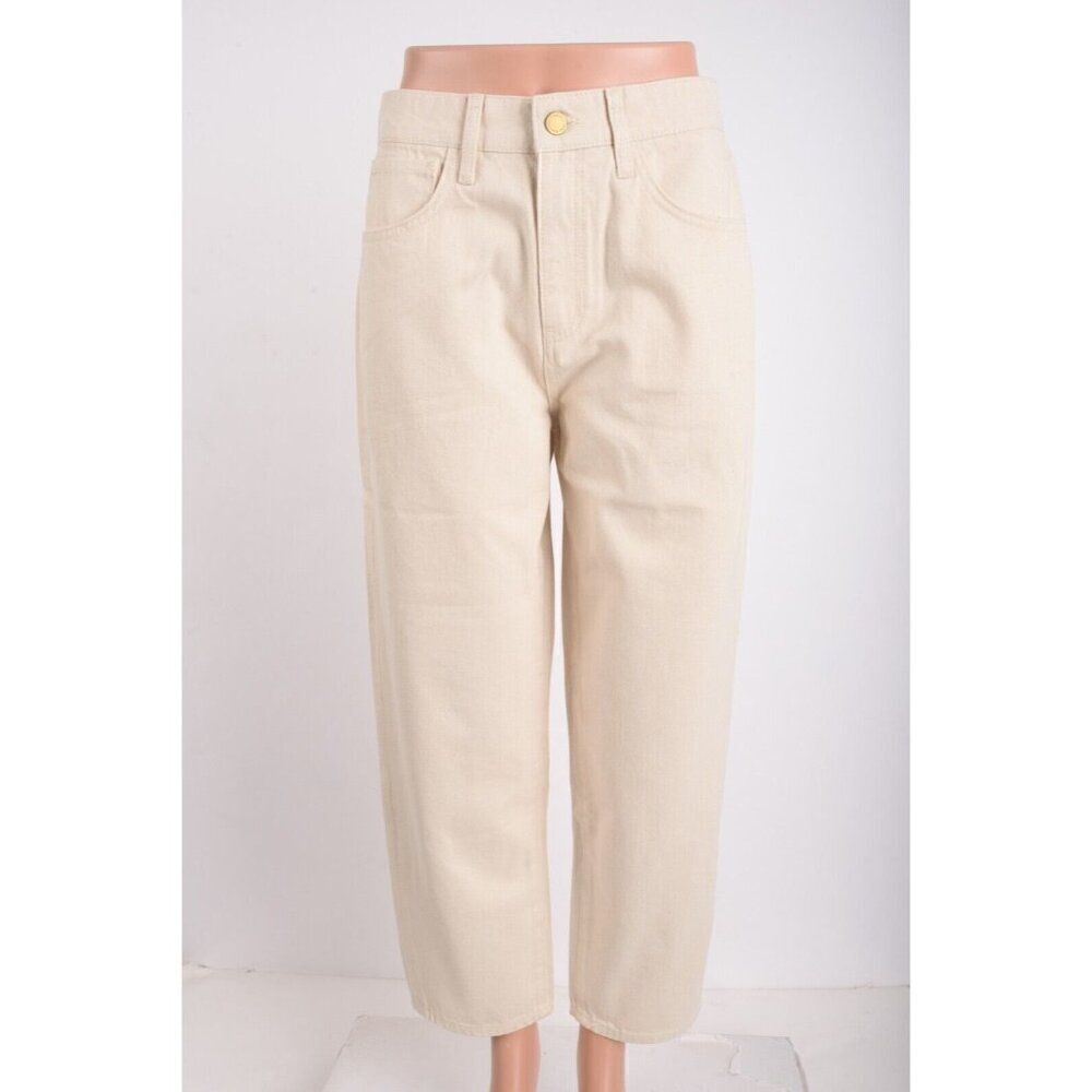 Triarchy Womens High Rise Relaxed Cropped Jeans Denim Off White US 6 EU 28 New